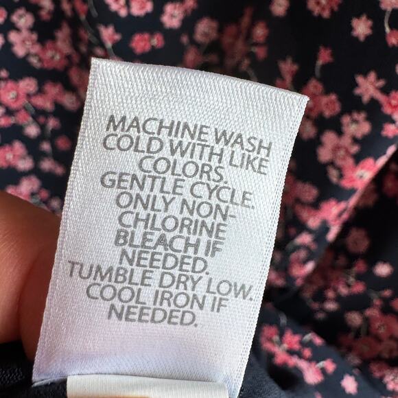 J. Jill Wearever Collection Floral Shift Dress Navy Blue Pink Short Sleeve Sz MT - Picture 5 of 6